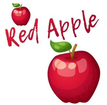 Red apple fruit. Cartoon vector icon isolated Stock Illustration