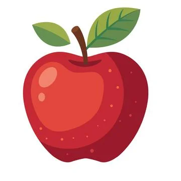 Red Apple Fruit Flat Vector Illustration Stock Illustration