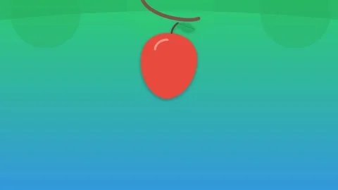 Red apple fruit with green leaf falling from a tree branch on a vibrant gra.. Stock Footage 346611954
