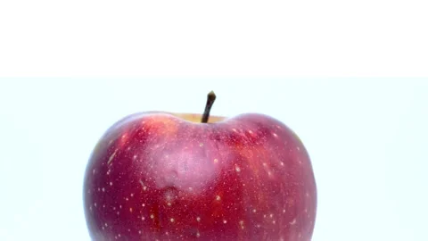Red apple fruit isolated. Rotating on white background Stock Footage 277226175