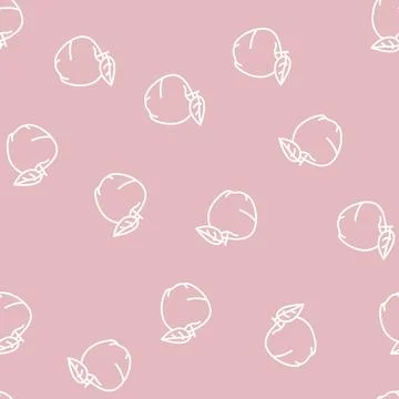 Red apple fruit leaf line seamless pattern 스톡 일러스트