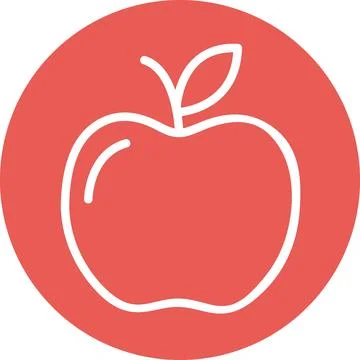 Red Apple Fruit Line Art Icon Stock Illustration