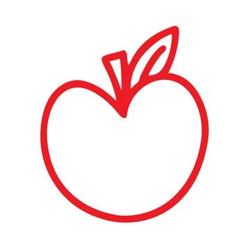 Red Apple Fruit Line Icon Stock Illustration
