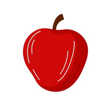 Red apple fruit logo in flat style isolated on a white background. Stock Illustration