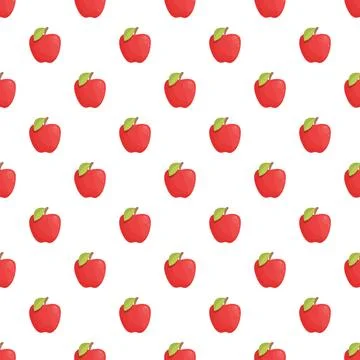 Red apple fruit repeating pattern creating seamless background Stock Illustration