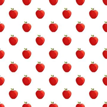 Red apple fruit seamless pattern on white background 스톡 일러스트