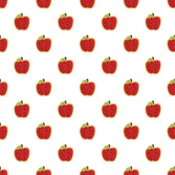 Red apple fruit seamless pattern repeating design Stock Illustration