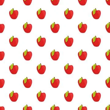 Red apple fruit seamless pattern illustration background Stock Illustration