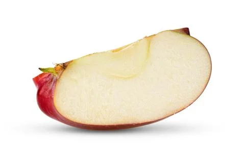 Red apple fruit slice (cut) on white background Stock Photos