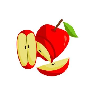 Red apple Fruit Slice Sign Illustration Isolated Stock Illustration