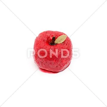 Red apple fruit sweet with leaf isolated Stock Photos