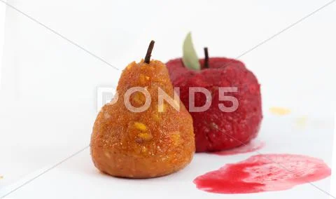 Red apple fruit sweet with leaf isolated Stock Photos
