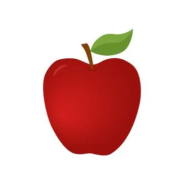 Red Apple Fruit Vector Illustration Isolated on White Background: Fresh Fruit Stock Illustration
