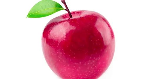 Red apple fruit on a white background. zoom out motion. Video stock 145483283