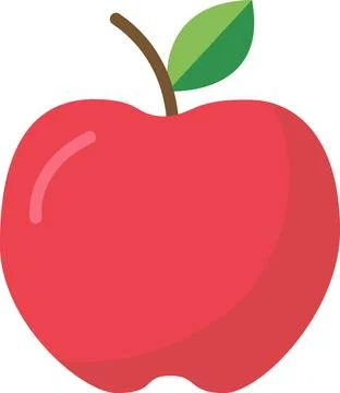 Red apple with green leaf icon Illustrazione stock