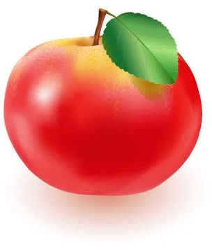 Red apple with green leaf Stock Illustration