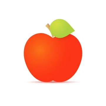 Red apple with a green leaf  . Stock Illustration