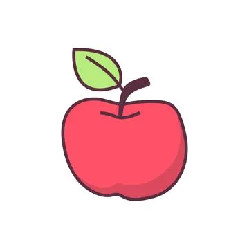 Red apple with green leaf Stock Illustration