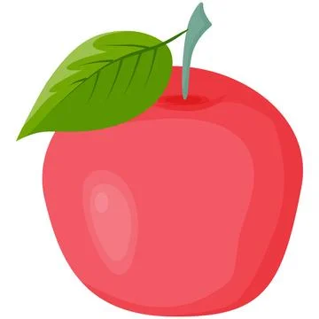 Red apple with green leaf Stock Illustration