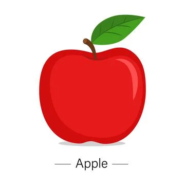 Red apple with green leaf isolated on a white background Stock Illustration