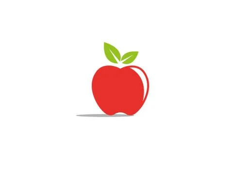 Red apple with green leaf for logo design illustration Stock Illustration