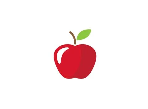 Red apple with green leaf for logo design Stock Illustration