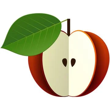 Red apple half fruit vector food illustration icon Stock Illustration