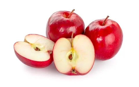 Red apple with half isolated on white background Stock Photos