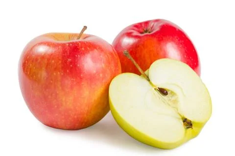 Red apple with half Stock Photos