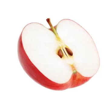 Red apple half without shadows isolated on white background Stock Photos