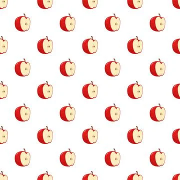 Red apple halves seamless pattern creating a repeating background Stock Illustration