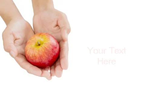 Red apple on hand Foto stock
