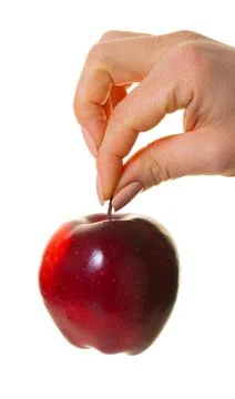 Red apple in hand Stock Photos