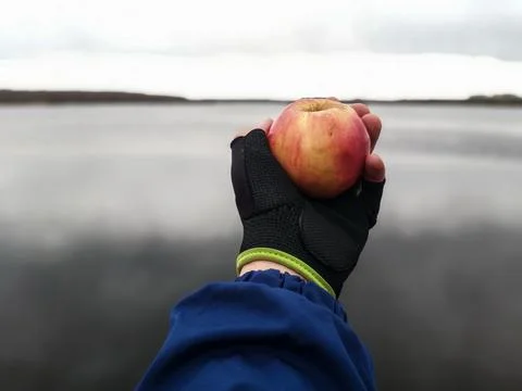 Red apple in hand Stock Photos