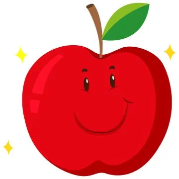 Red apple with happy face Stock Illustration