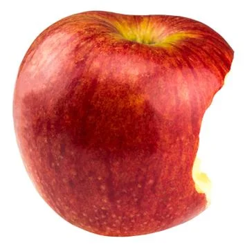 Red apple that has been bit into isolated on white background Stock Photos