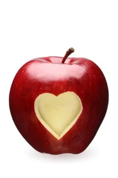 Red apple with heart Stock Photos