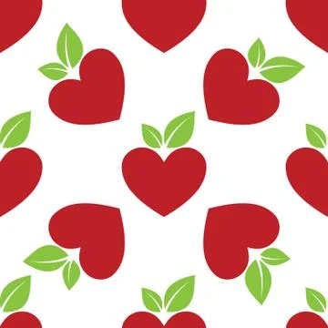 Red Apple Heart seamless Stock Illustration