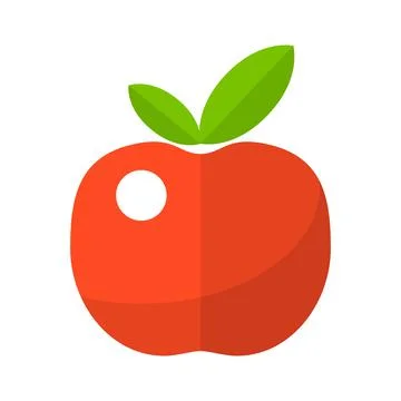 Red apple icon flat vector. Fresh fruit Illustrazione stock
