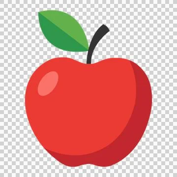 Red apple icon with green leaf, flat vector illustration of fresh fruit Stock Illustration