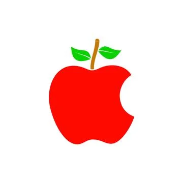 Red apple icon. Red apple with stalk and two leaves in Flat design Stock Illustration