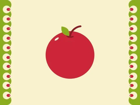 Red apple illustration with decorative border for creative projects Stock Illustration