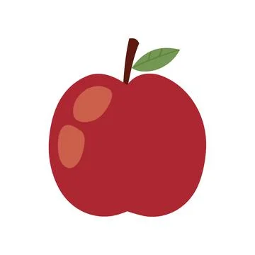 Red apple illustration in flat hand drawn style Stock Illustration