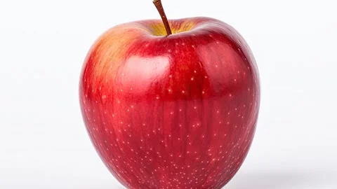 Red apple on islated white background. Zoom in Stock Footage 251418093