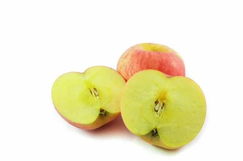 Red apple isolate on white background / Red fresh fruit split Stock Photos