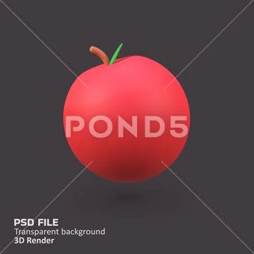 Red apple isolated 3d render icon illustration PSD Template