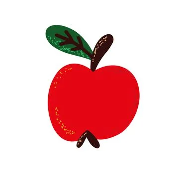 Red apple isolated on a white background.Hand-drawn vector illustration Stock Illustration