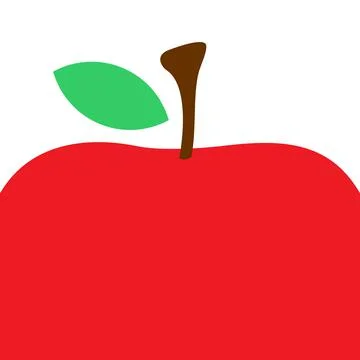 Red apple with leaf flat design background stock vector Stock Illustration