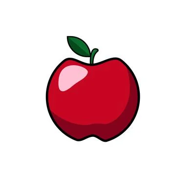 Red apple with leaf in flat style Stock Illustration