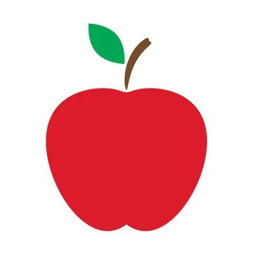 Red apple with leaf isolated on background. Flat design vector illustration. Stock Illustration